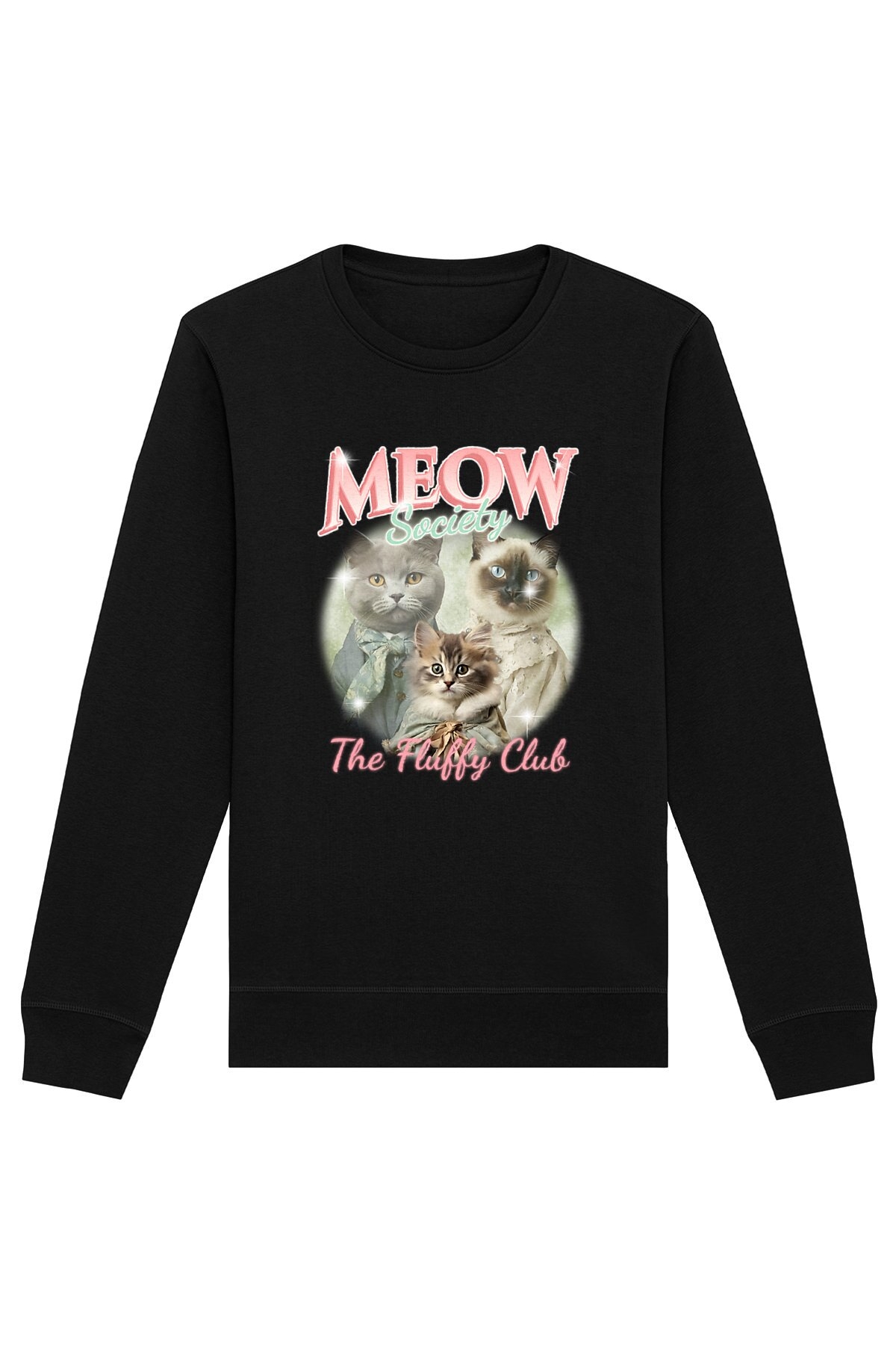 Oat Milk Club Damen vegan Sweatshirt Meow Society Schwarz