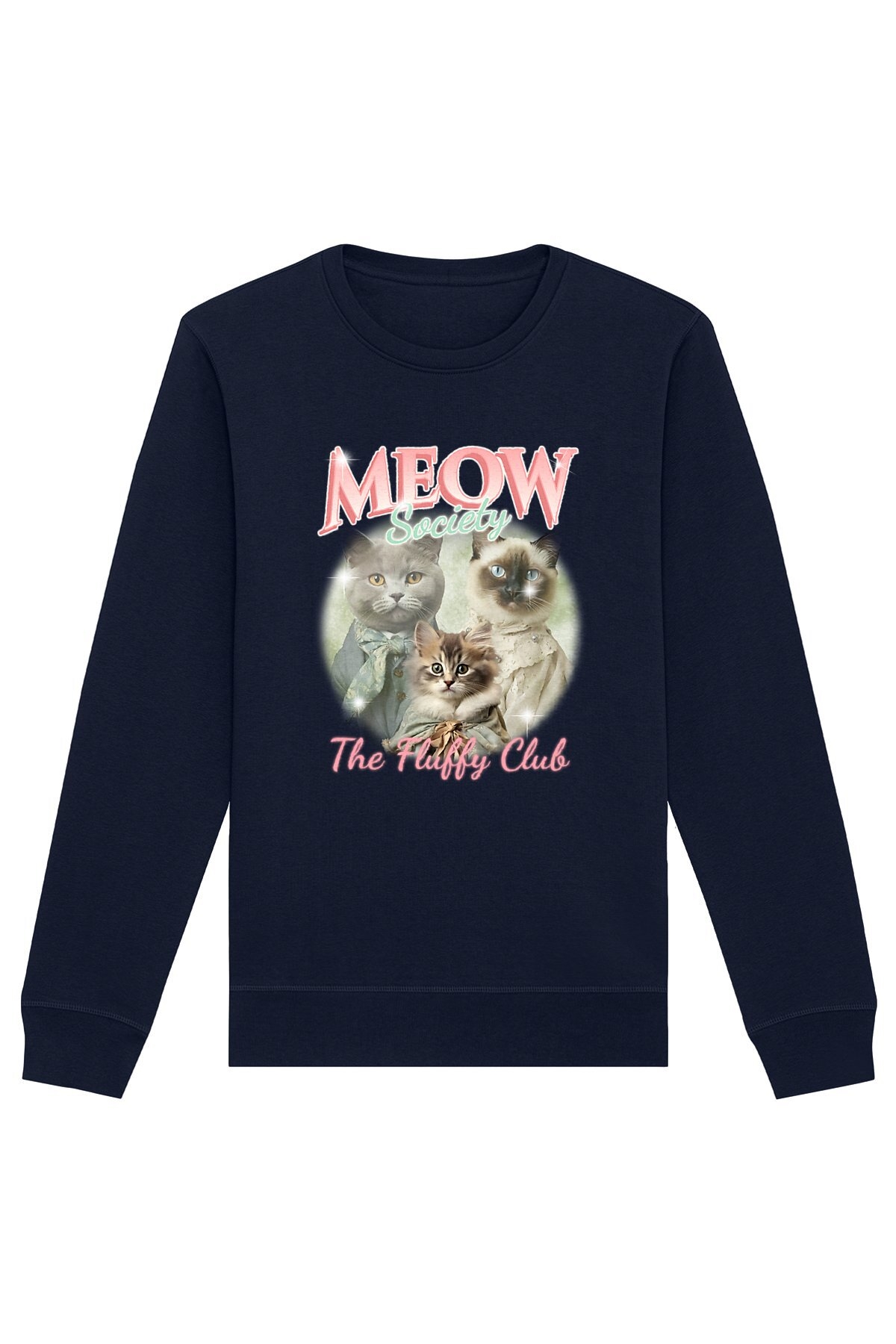 Oat Milk Club Damen vegan Sweatshirt Meow Society Marineblau