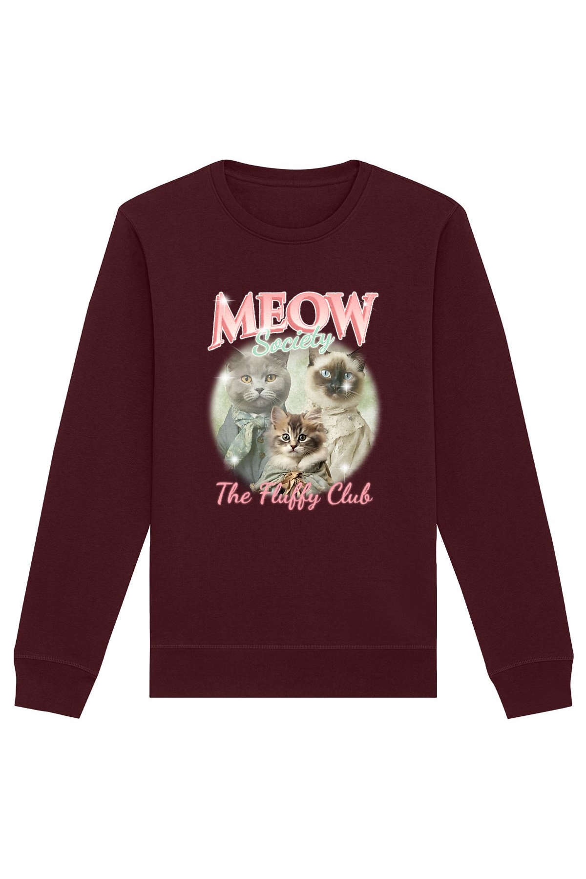 Oat Milk Club Damen vegan Sweatshirt Meow Society Burgundy