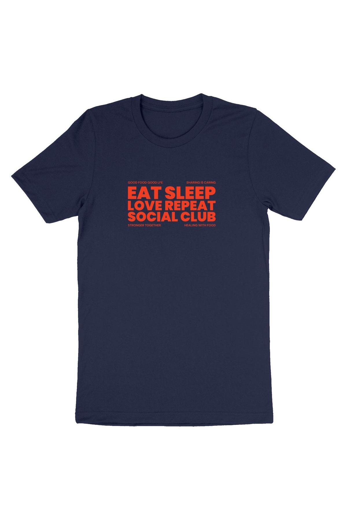 95129 - Damen vegan T-Shirt Eat Sleep Love Repeat Marineblau