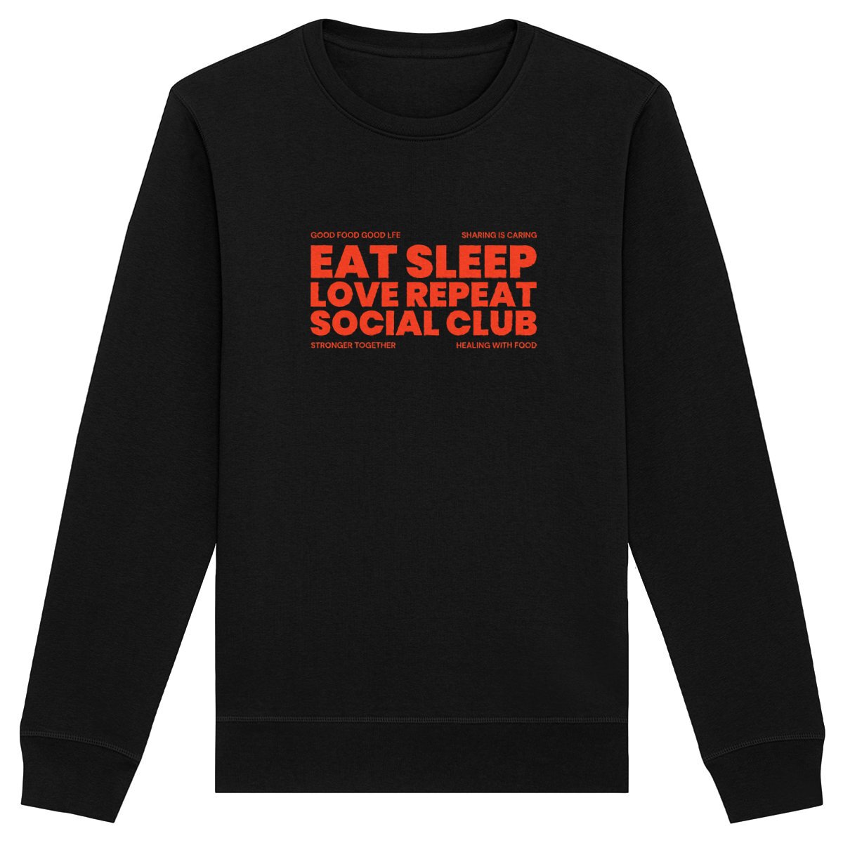 Oat Milk Club Sweatshirt Eat Sleep Love Repeat Black