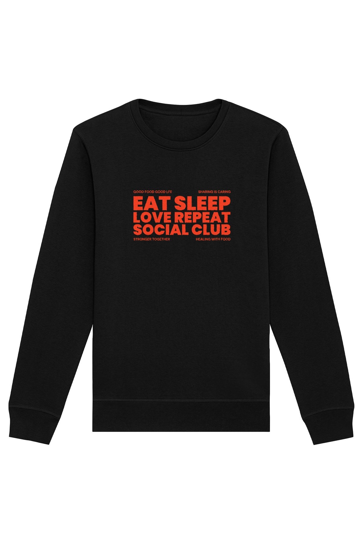 Oat Milk Club Damen vegan Sweatshirt Eat Sleep Love Repeat Schwarz