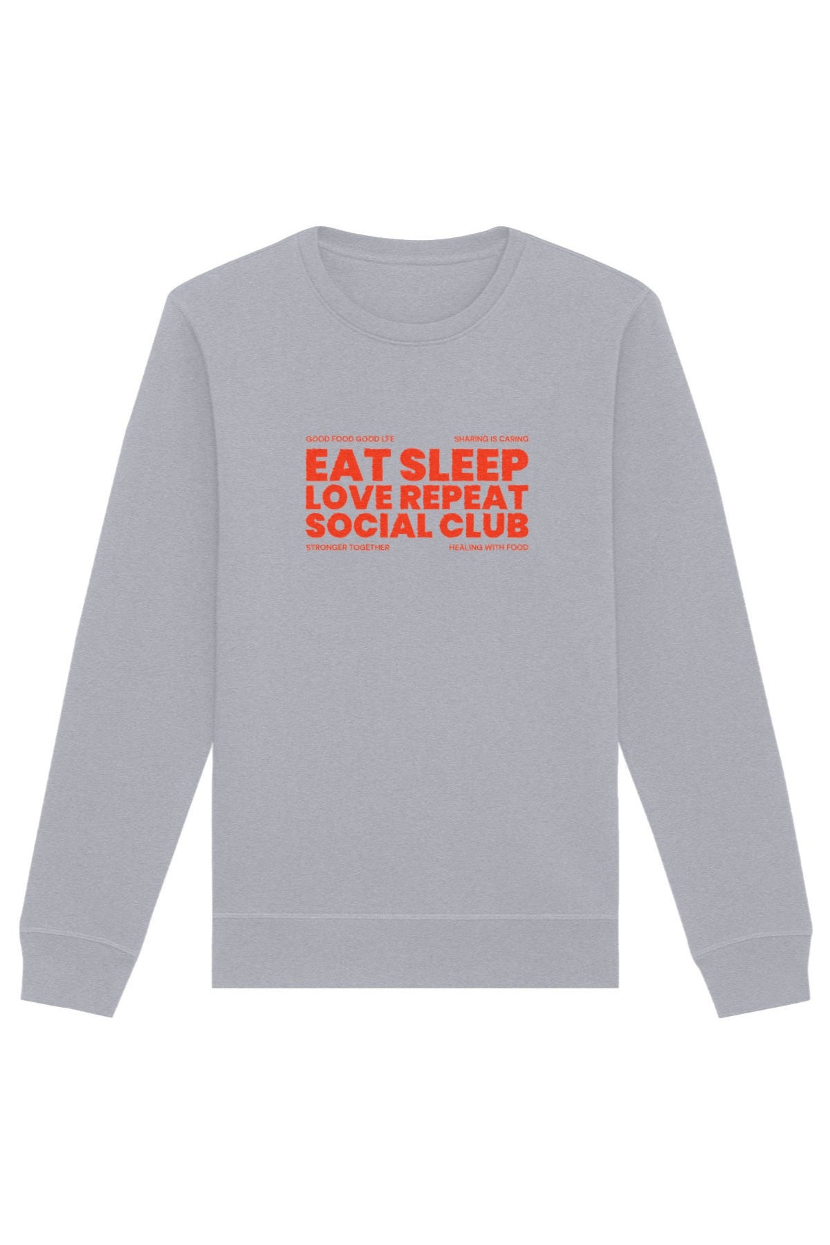 Oat Milk Club Damen vegan Sweatshirt Eat Sleep Love Repeat Heather Grey