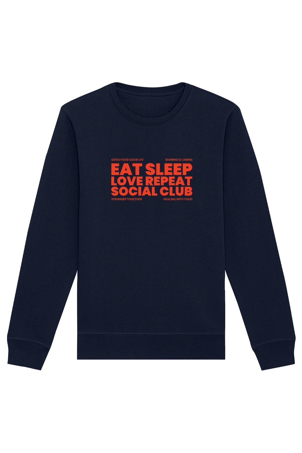 Oat Milk Club Damen vegan Sweatshirt Eat Sleep Love Repeat Marineblau