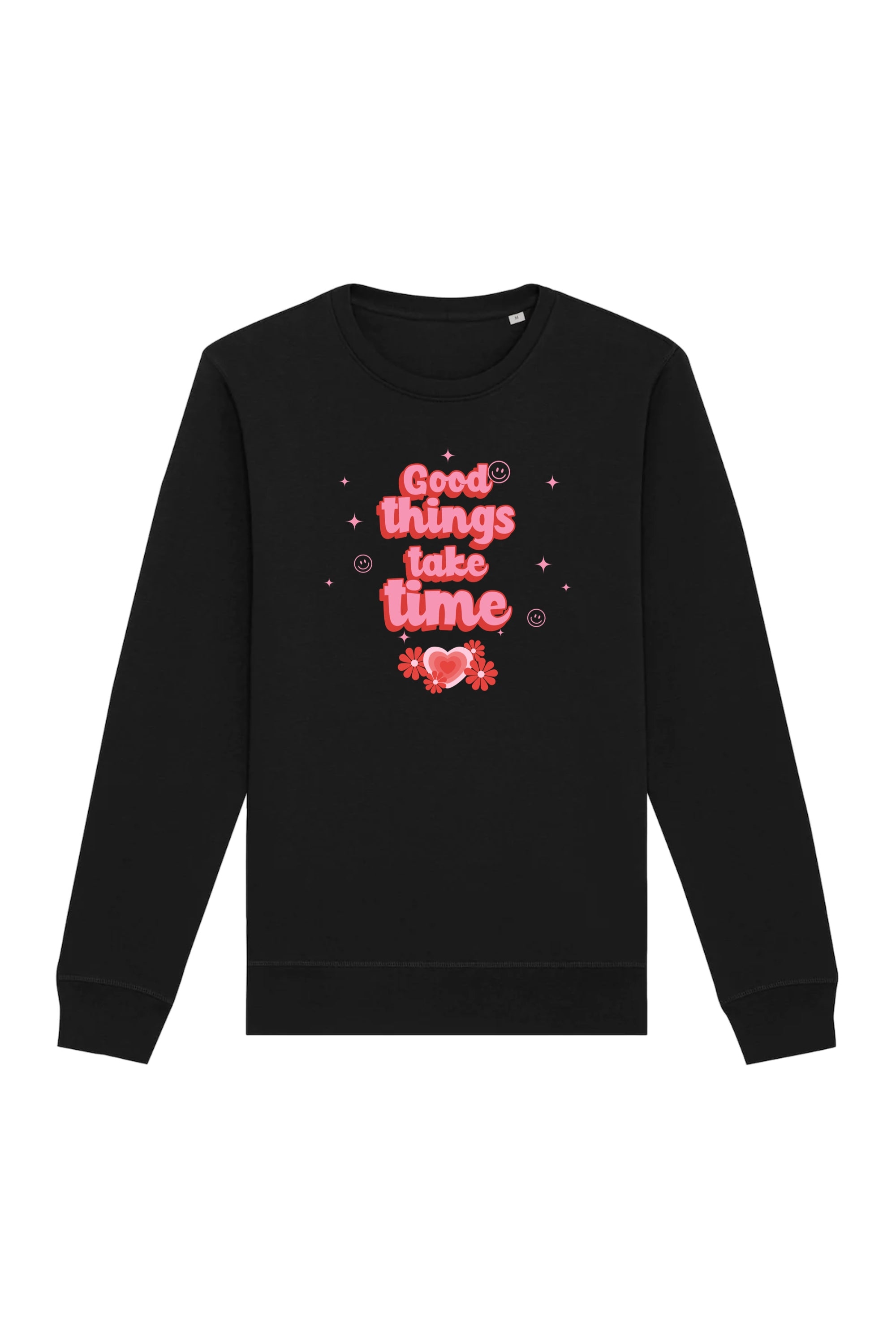 Oat Milk Club Damen vegan Sweatshirt Good Things Take Time Unisex Schwarz