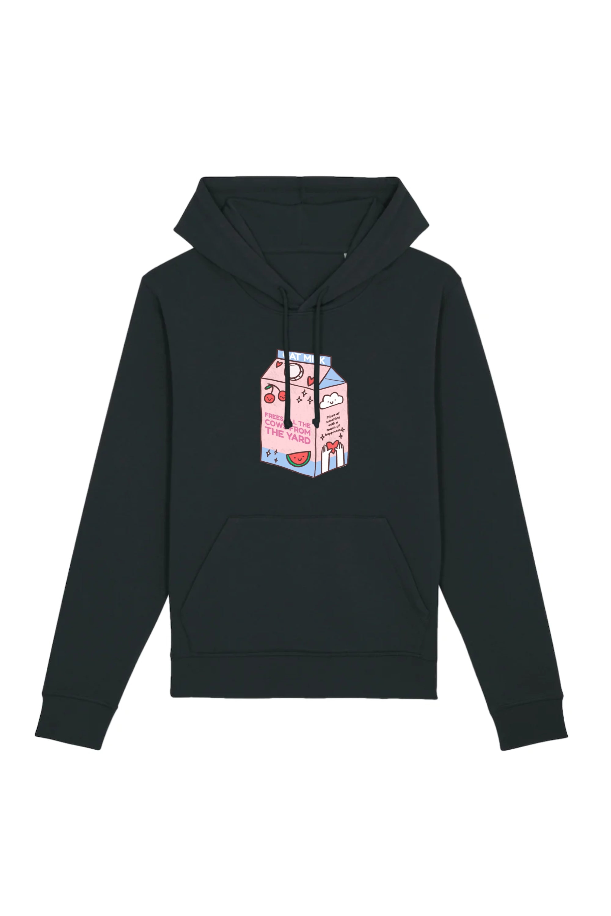 Oat Milk Club Damen vegan Hoodie My Oat Milk Freees All The Cows From The Yard Unisex Schwarz