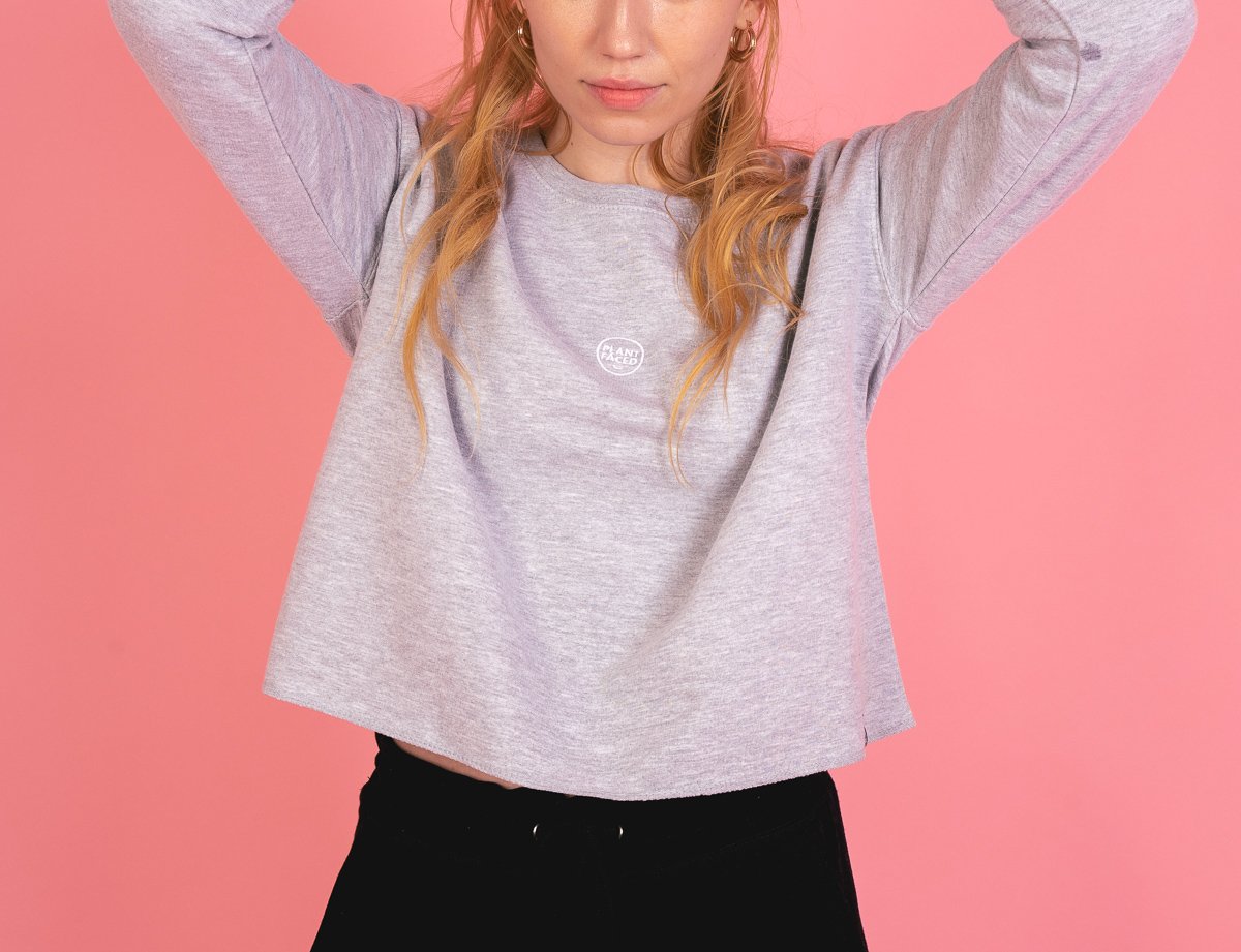 Plant Faced Clothing Cropped Sweater Heather Grey