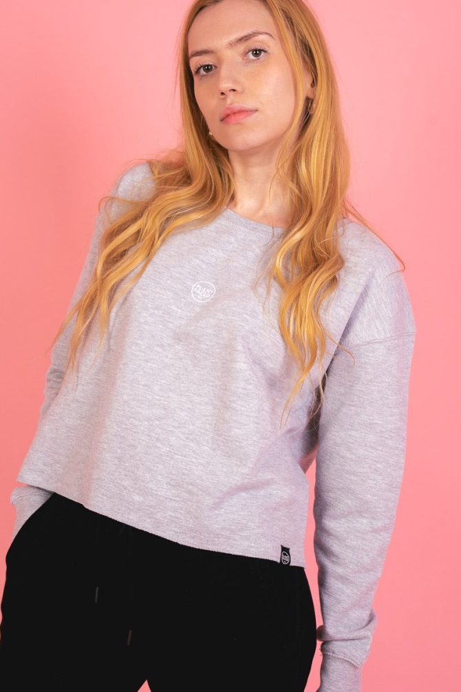 Plant Faced Clothing womens vegan Cropped Sweater Heather Grey