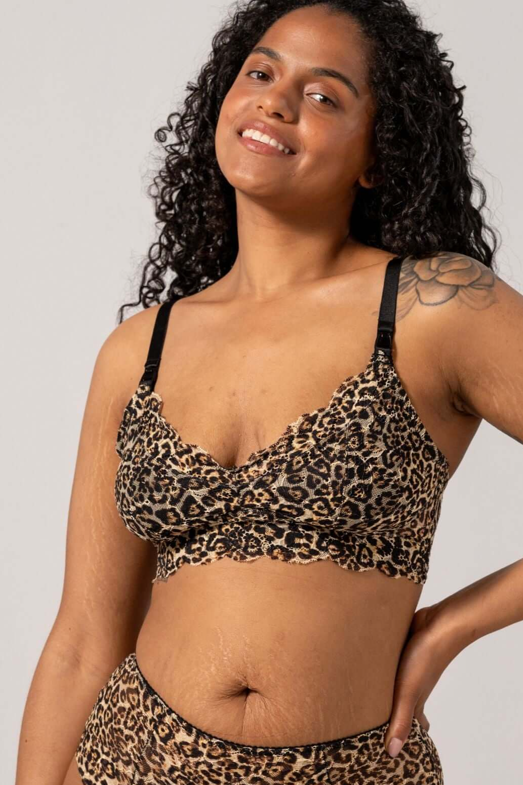 Understatement Damen vegan Spitze Still-Balette Leopard