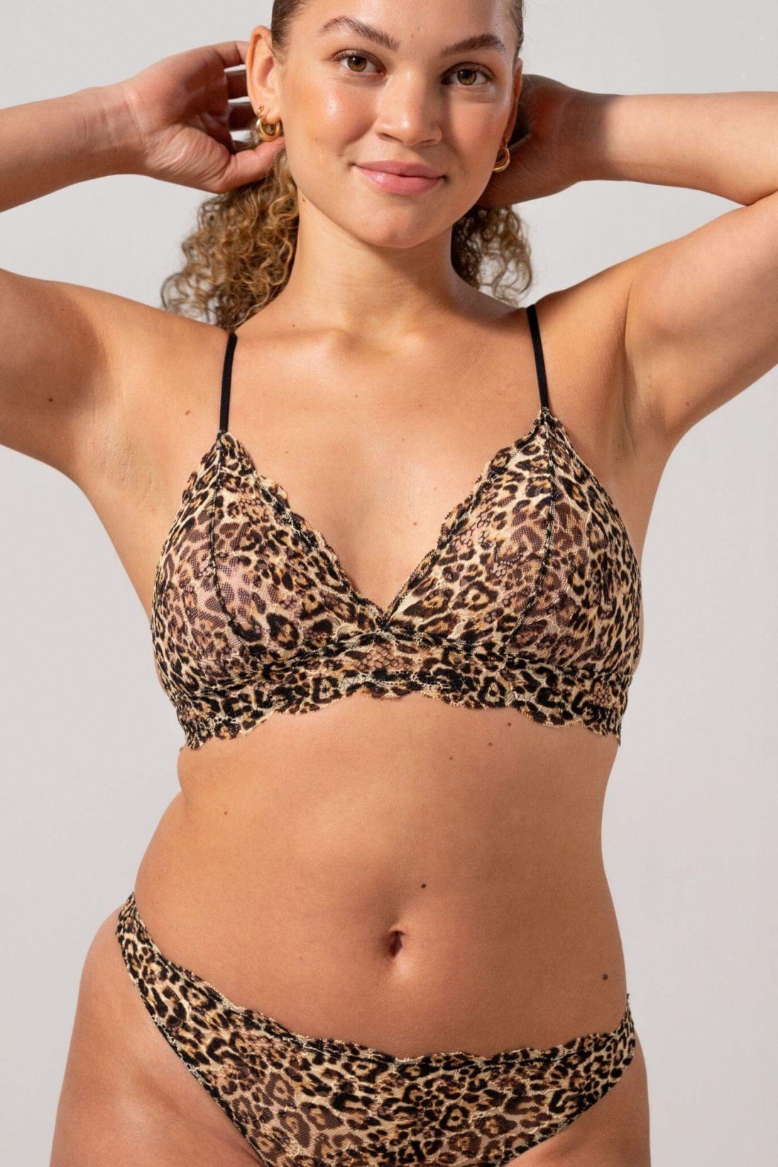 Understatement Damen vegan Lace Triangle Bralette Leopard