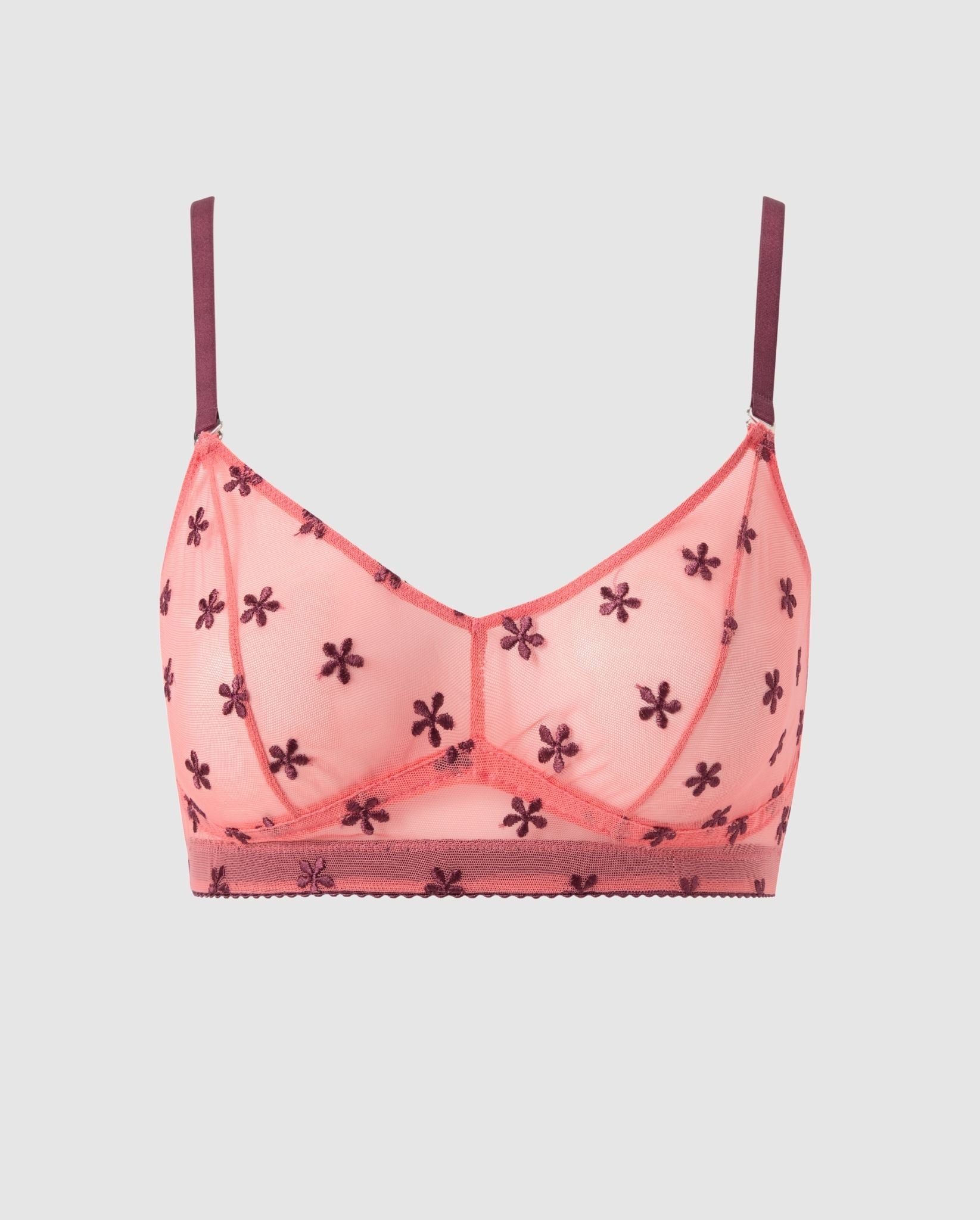 Understatement womens vegan Mesh Balconette Coral & Cherry