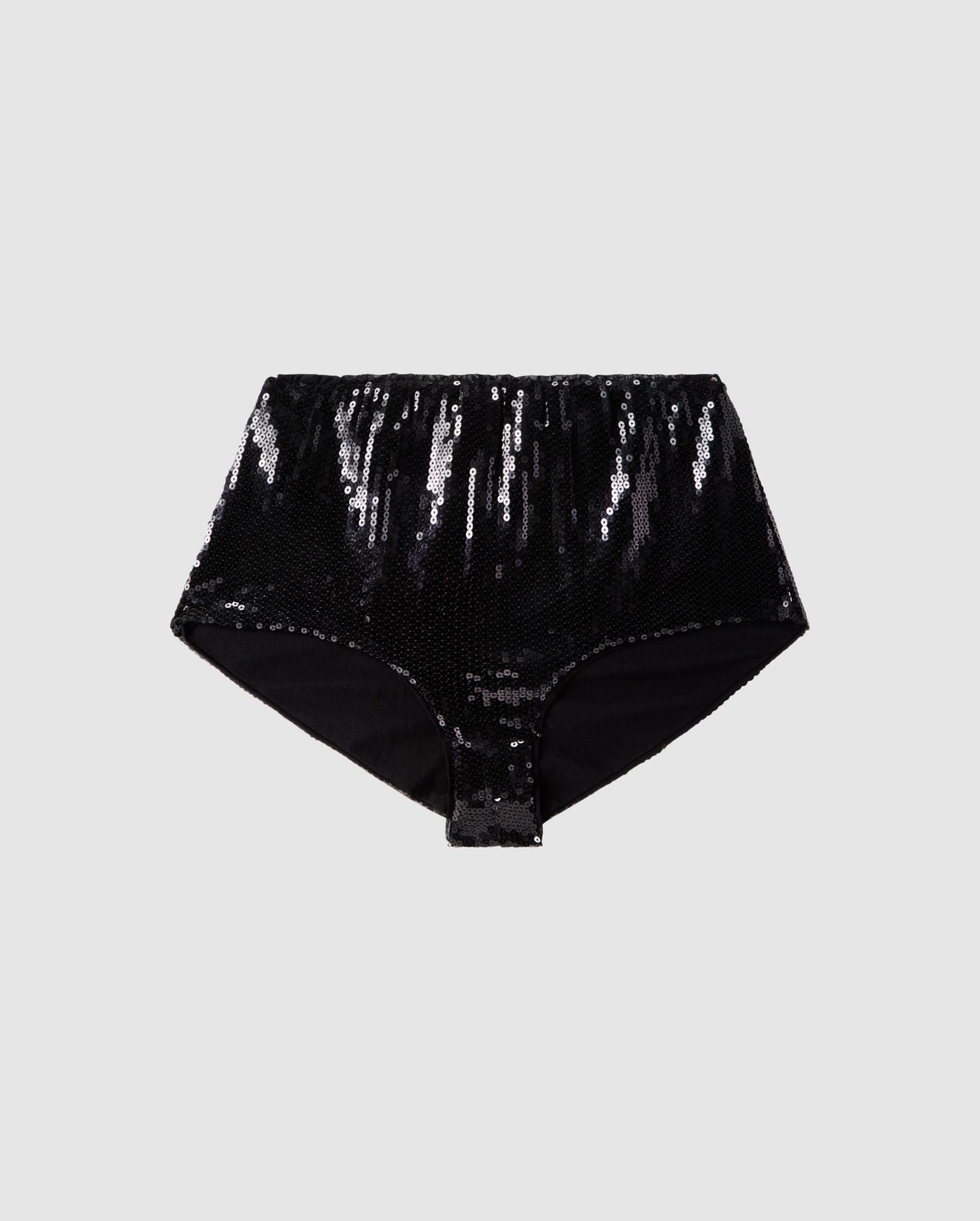 Understatement womens vegan Briefs Sequin Mesh Hotpants Black