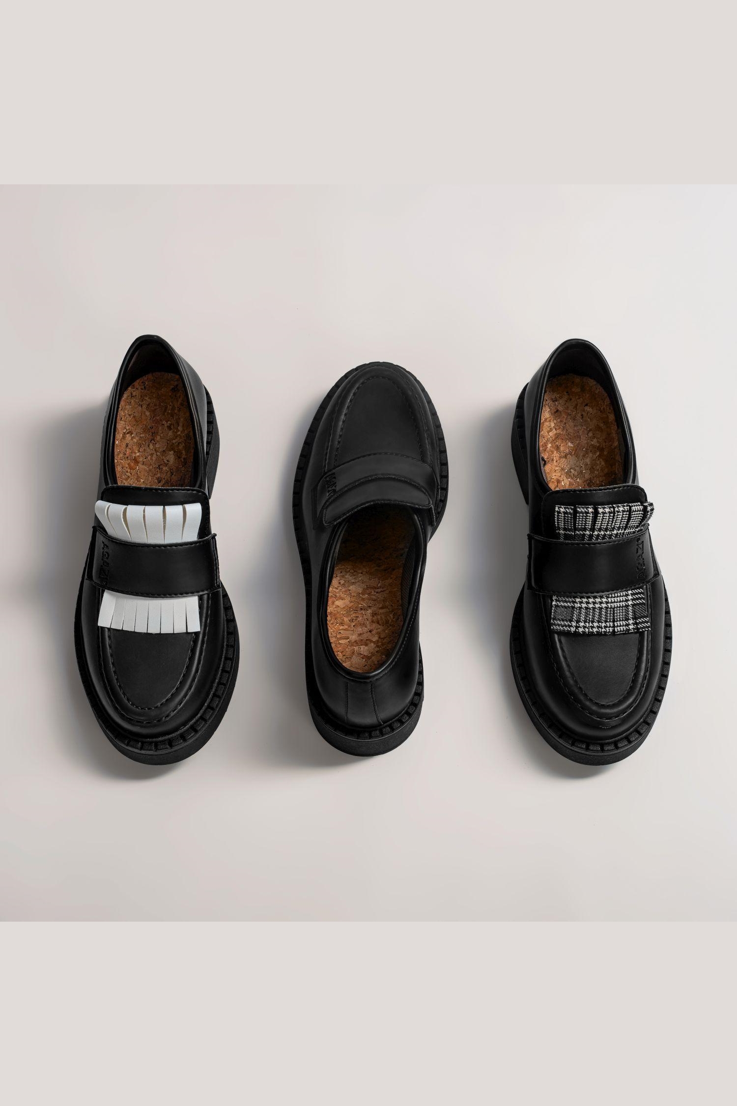 AGAZI Damen vegan 3 In 1 Loafers Diane Schwarz