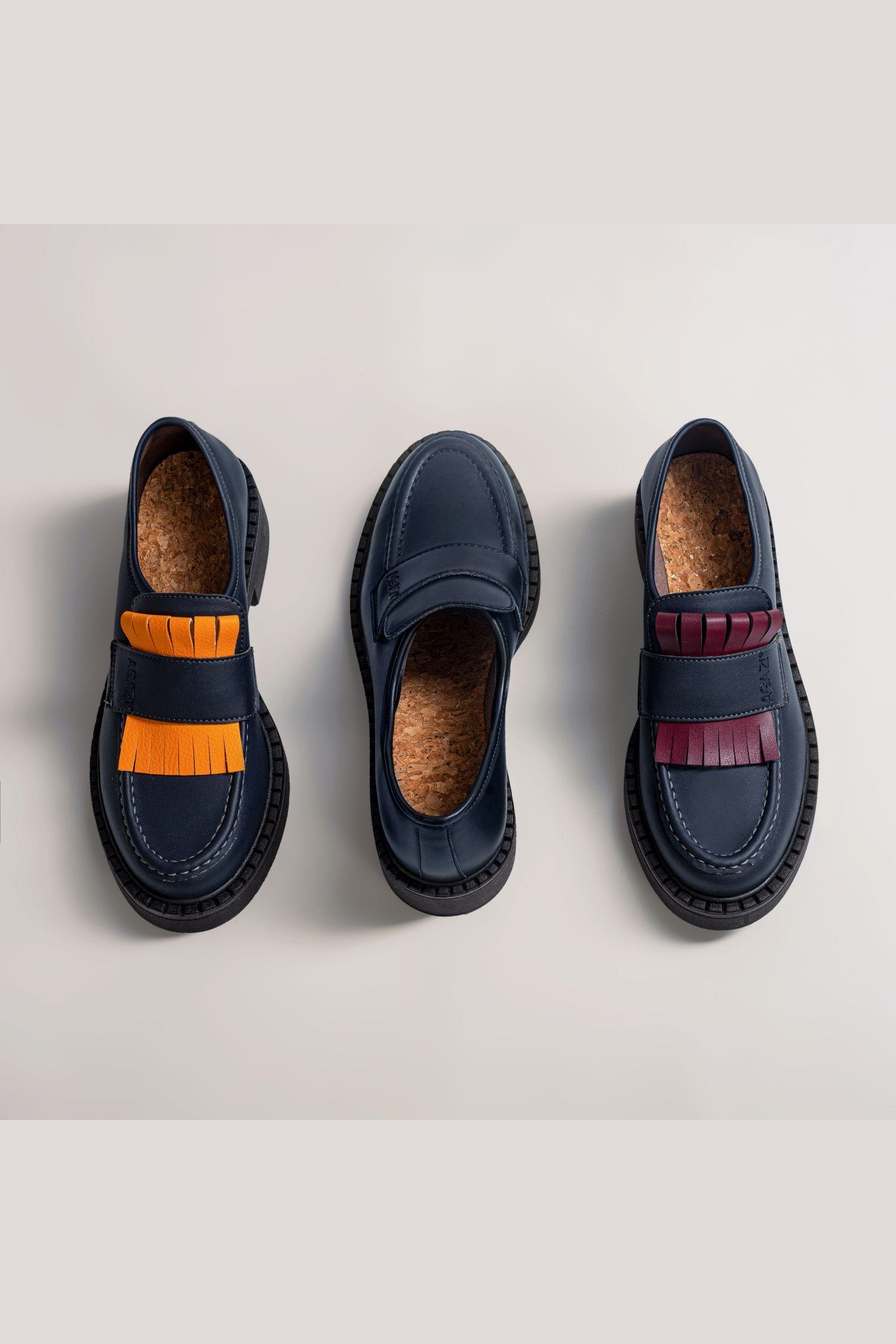AGAZI Damen vegan 3 In 1 Loafers Diane Marineblau