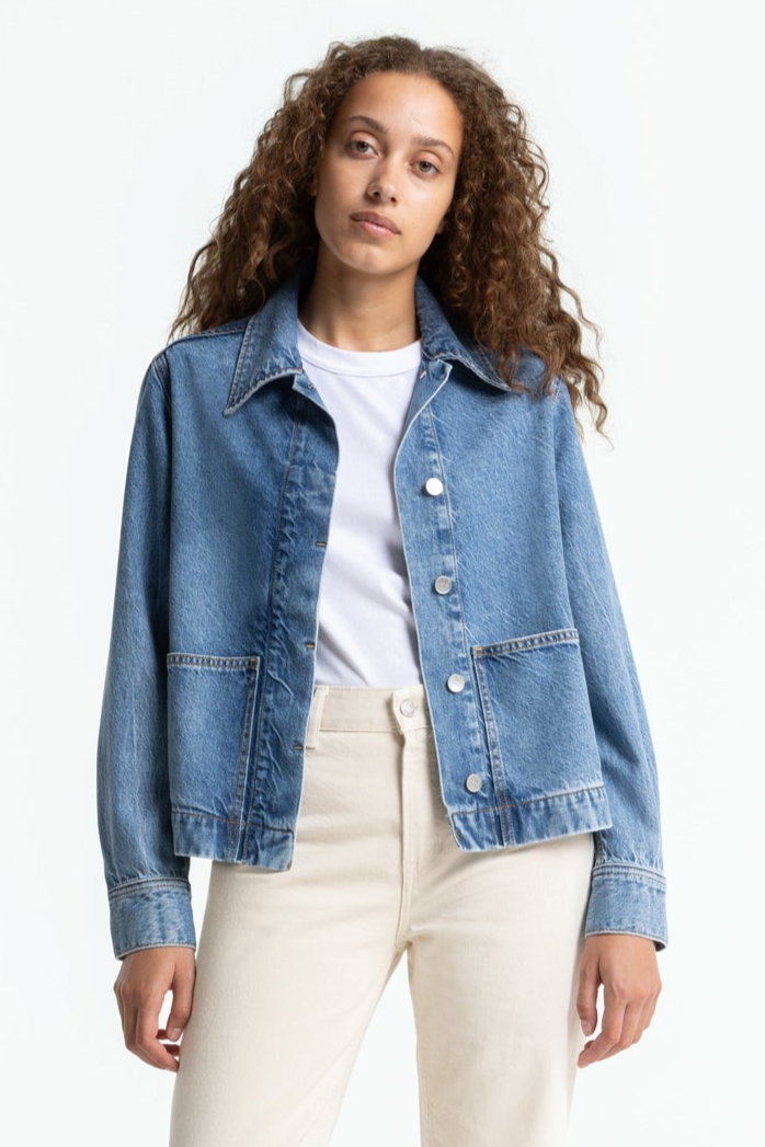 Kings of Indigo Damen vegan Jacke Ota Cindy Mid Washed Blau