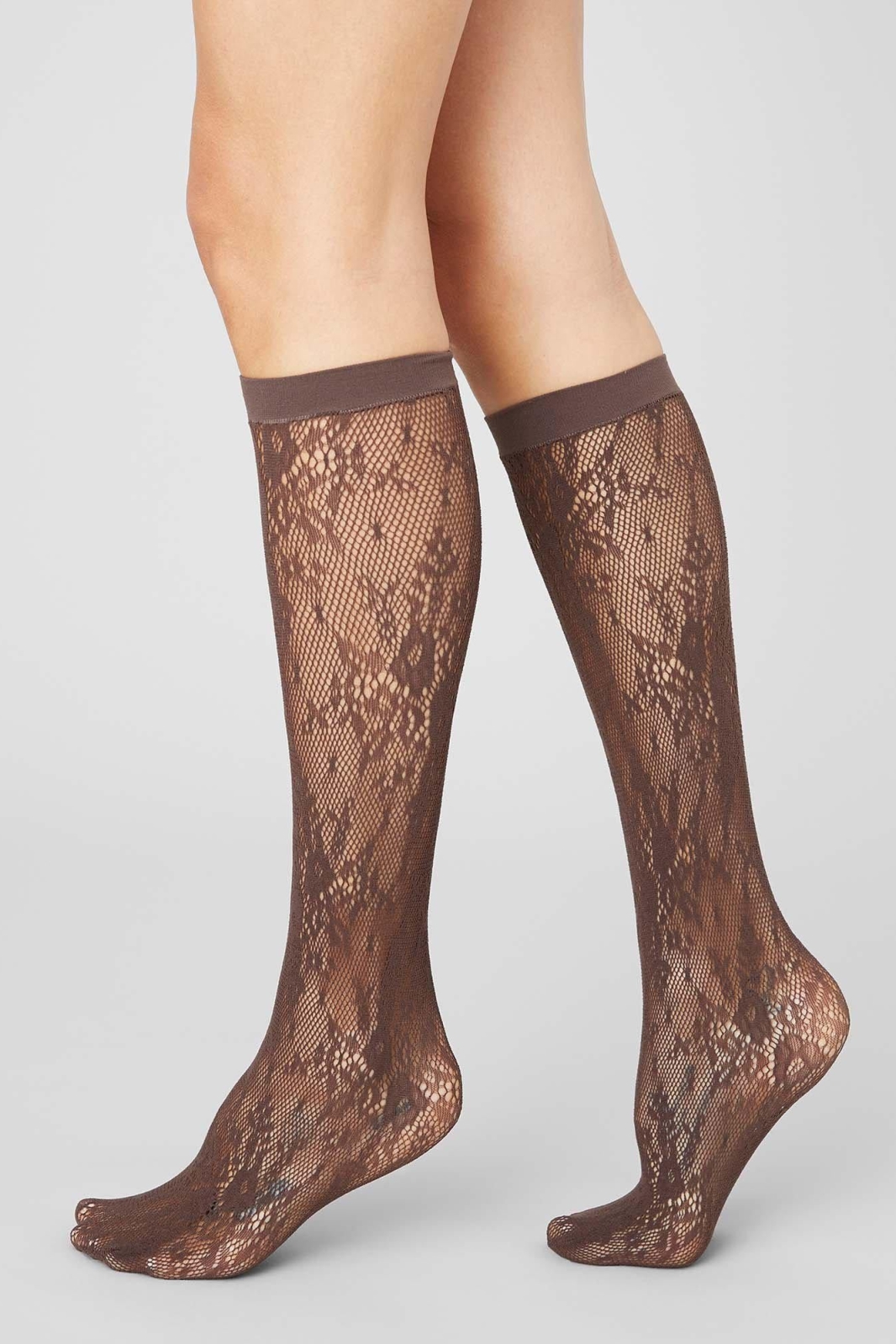 Swedish Stockings womens vegan Knee Highs Lace Rosa Dark Brown