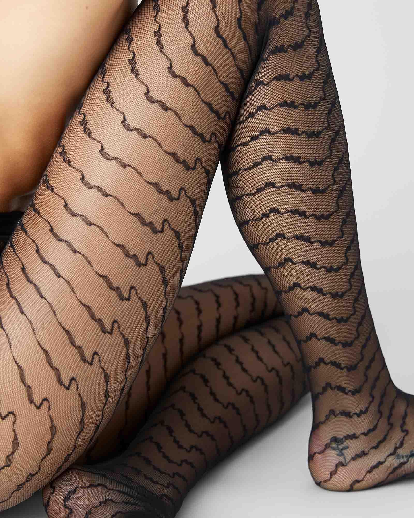 Swedish Stockings womens vegan Tights Ruffle Mila Black