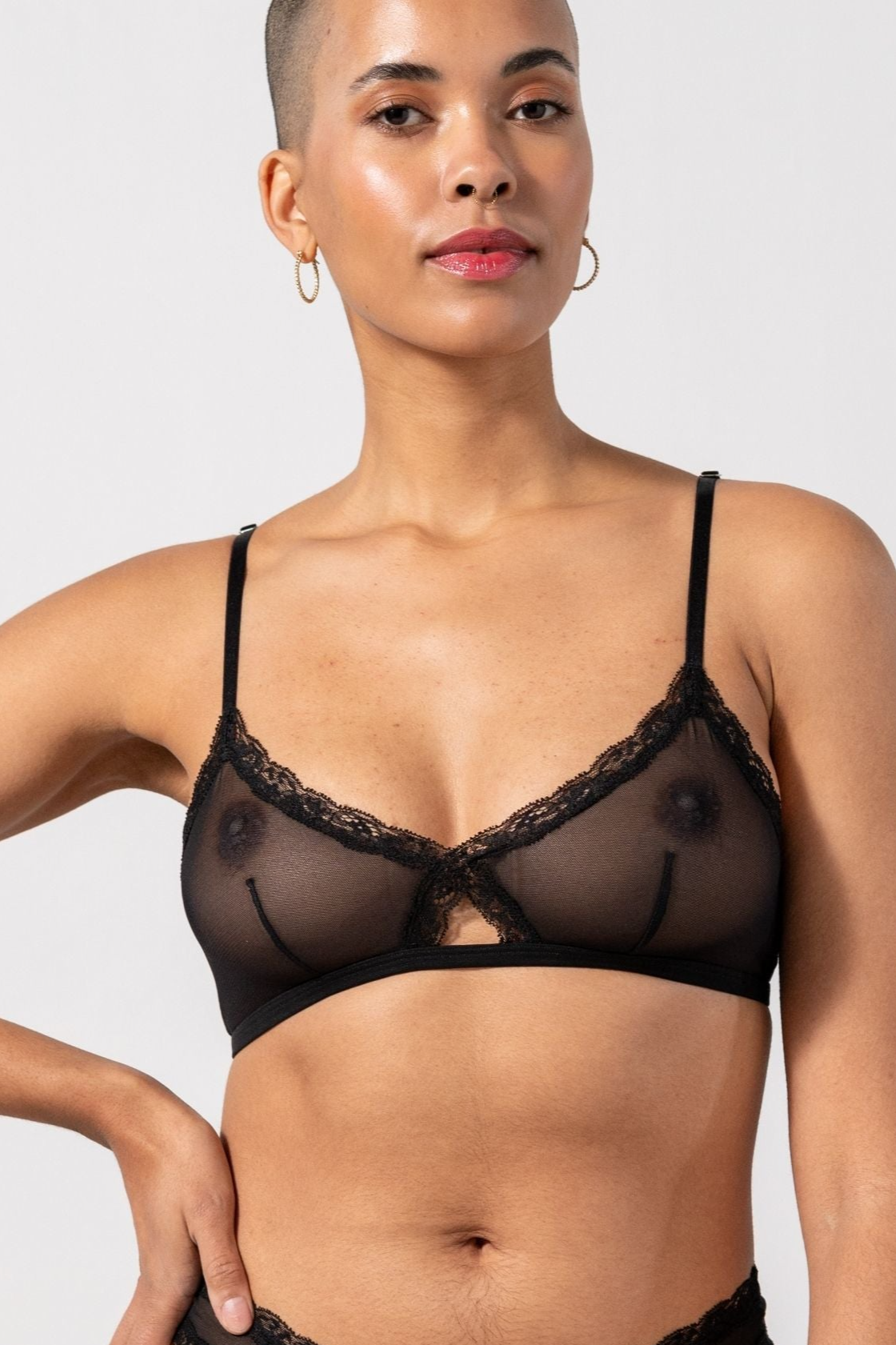 Understatement Damen vegan Bralette Mesh Triangel Schwarz