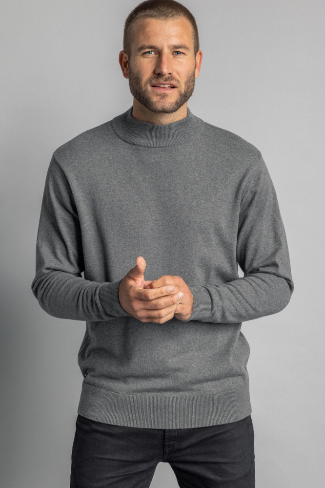 DIRTS Herren vegan Pullover Mit Stehkragen Grau