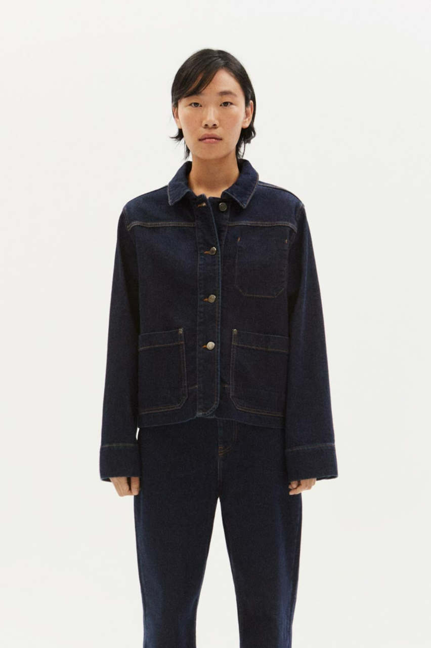 Image of Thinking MU dames vegan Denimjack Medium Wash Debbie Donkerblauw