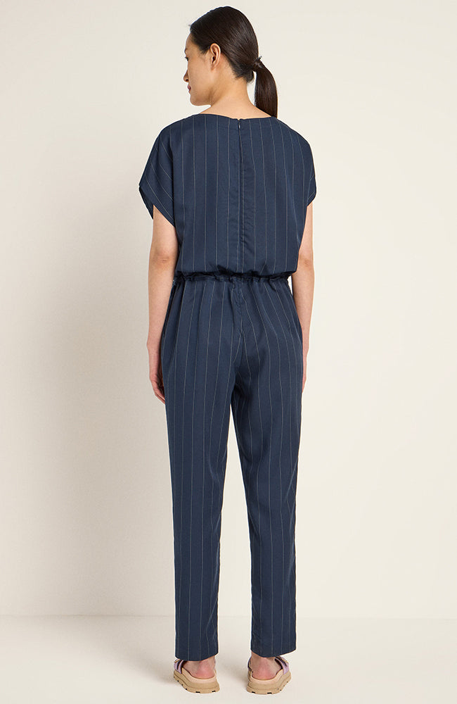 Lanius womens vegan Jumpsuit Chalk Stripe Navy Blue