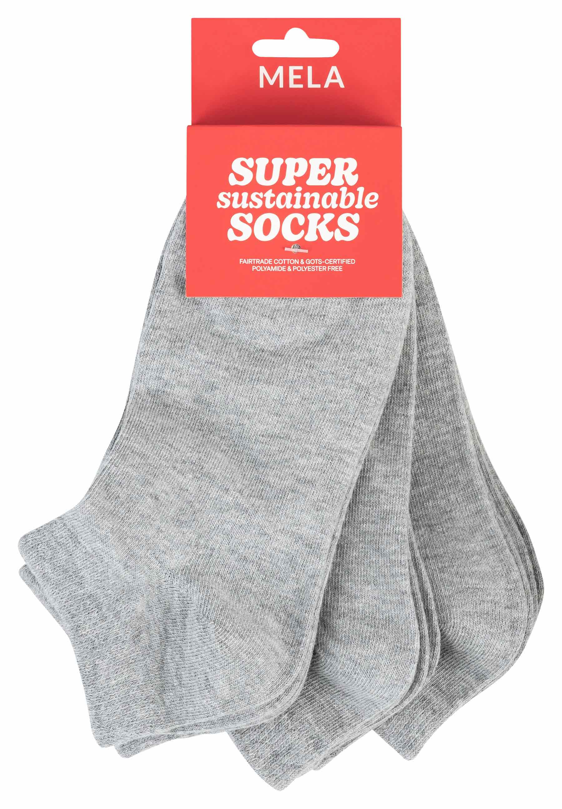 MELA men vegan Multipack 6x Sneaker Socks Grey Melange