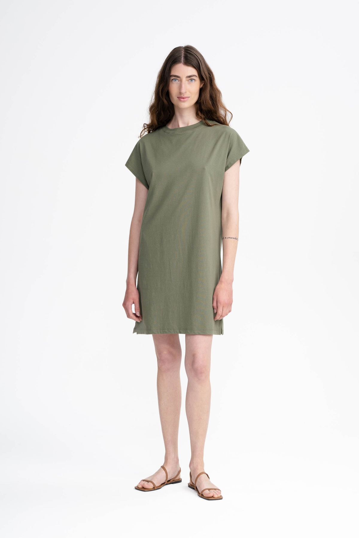 MELA womens vegan T-Shirt Dress Sunea Thyme Green