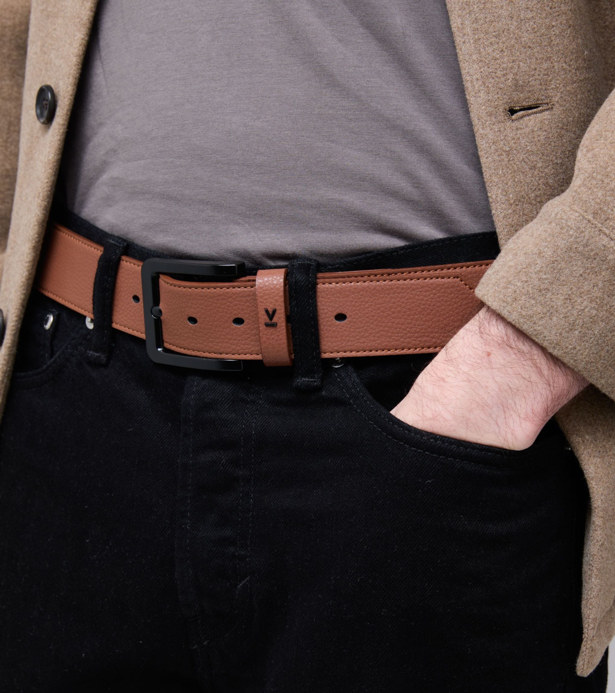 Votch men vegan Classic Belt Marley Brown