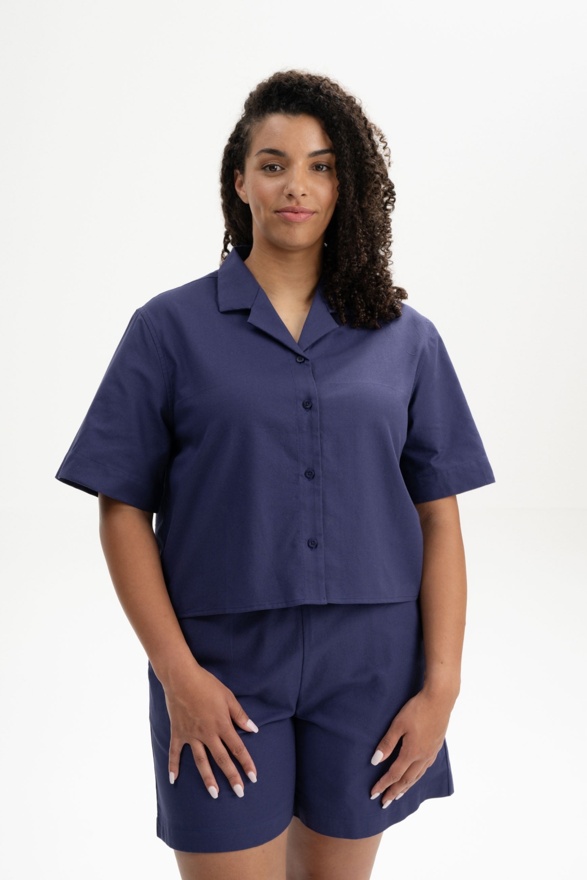 MELA Damen vegan Shirt Kurzarm Tavleen Sommernacht Dunkelviolett