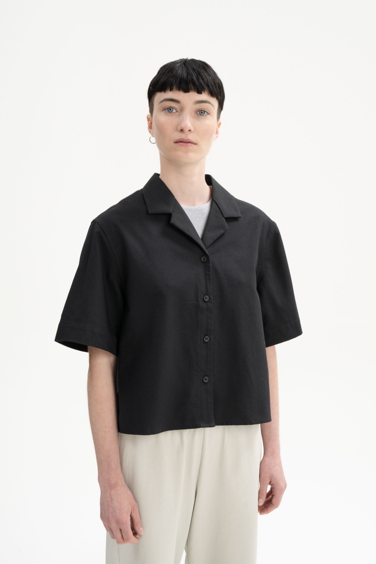 96171 - Damen vegan Hemd Mit Kurzen Ã„rmeln Tavleen Schwarz