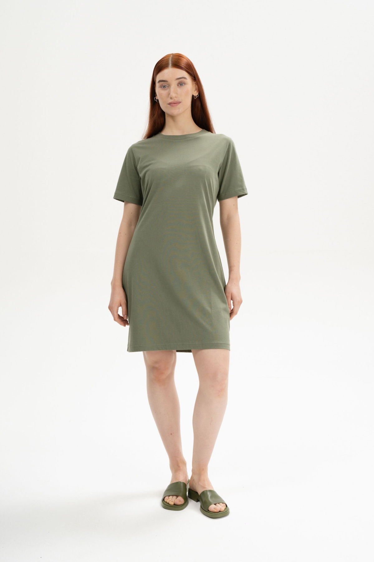 MELA womens vegan T-Shirt Dress Darsha Thyme Green