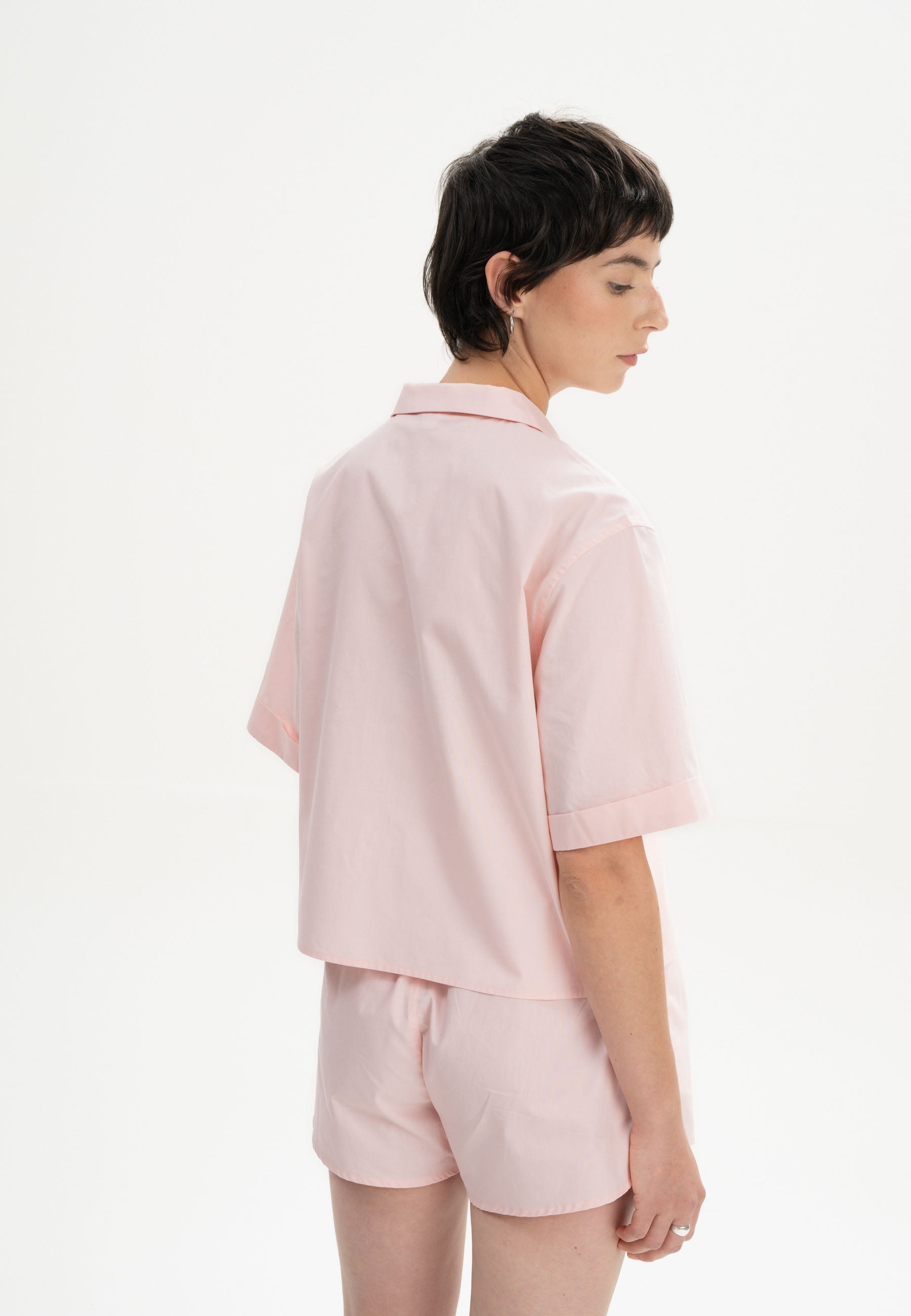 MELA womens vegan Pajama Shirt Short Sleeve Hansika Berry Blush Pink