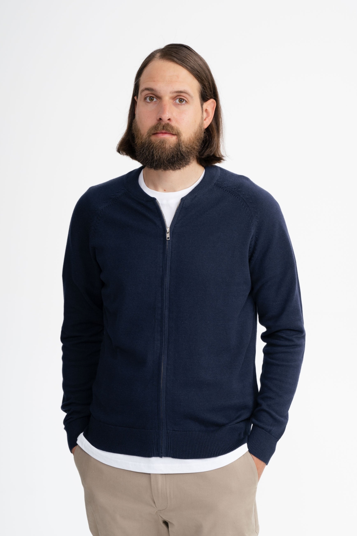 Image of MELA mannen vegan Gebreid Jasje Shamial Navy
