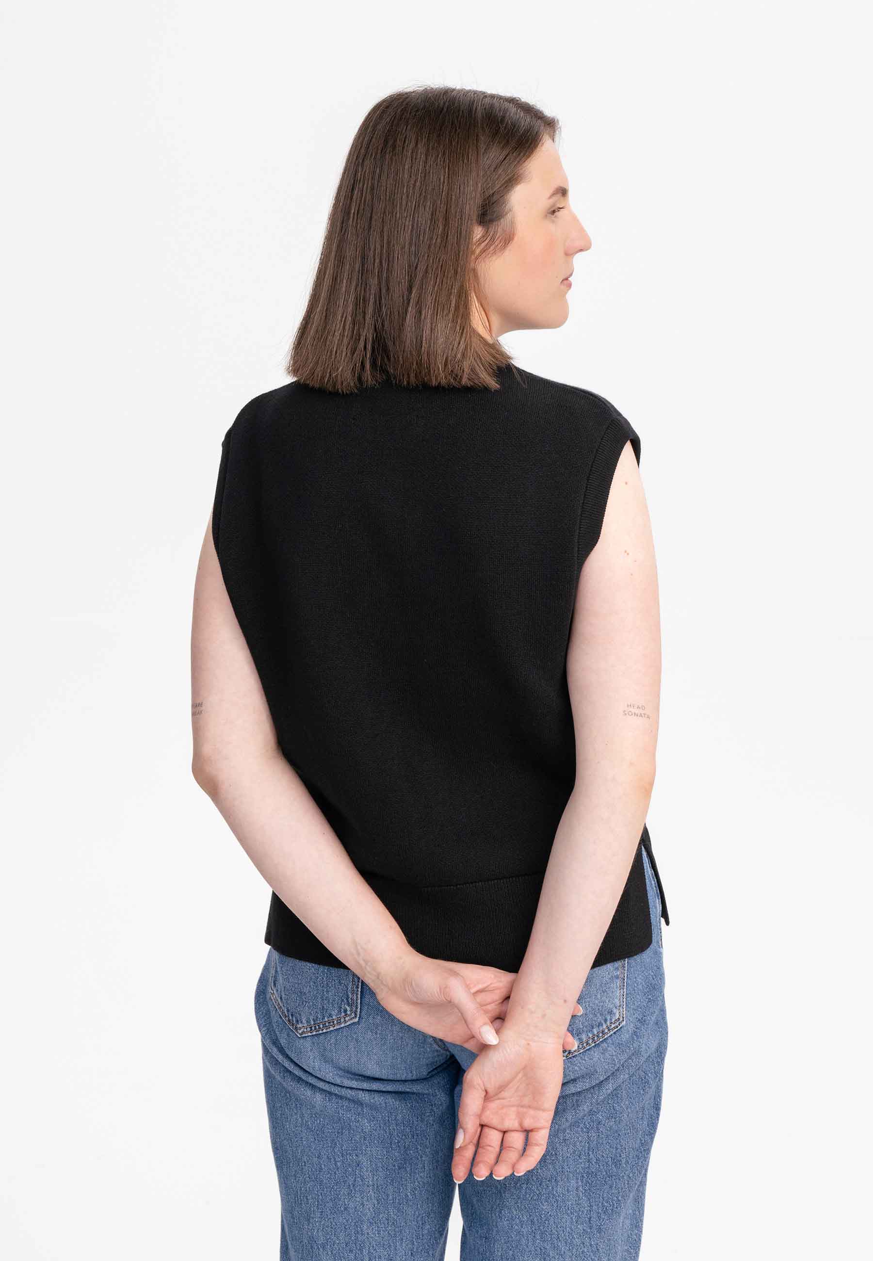 MELA womens vegan Vest Jacquard Knit Jamuna Black
