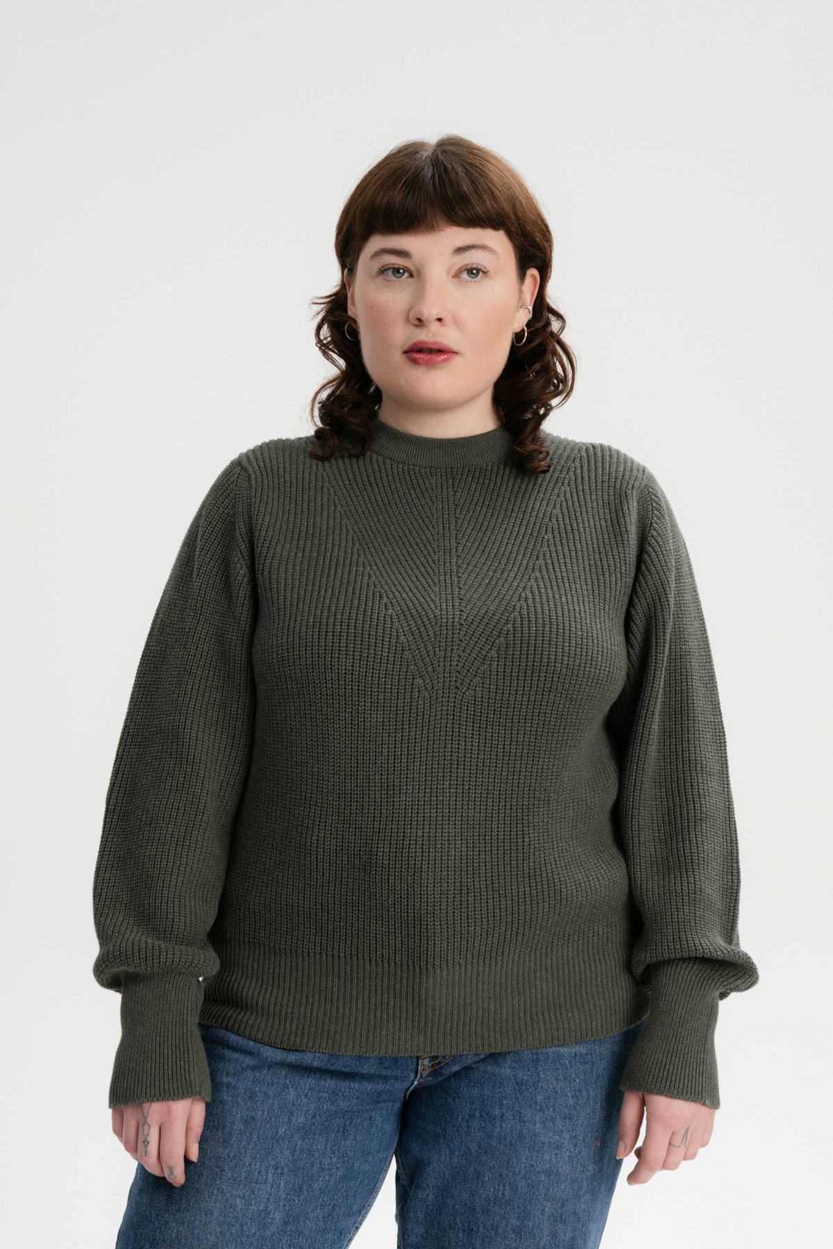 MELA Damen vegan Strickpullover Gauri GrÃ¼n nge