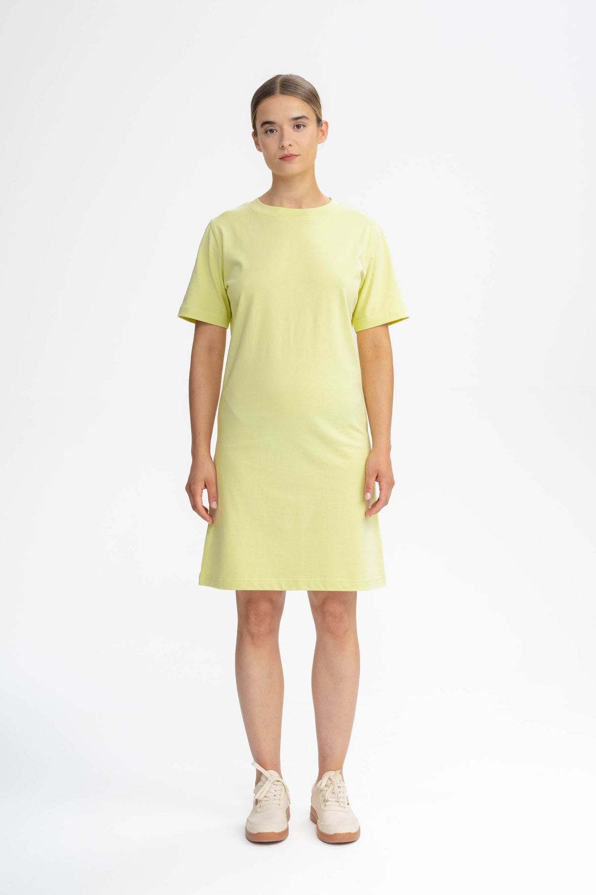 MELA womens vegan T-Shirt Dress Heavy Shrishti Ginger Lemon Green