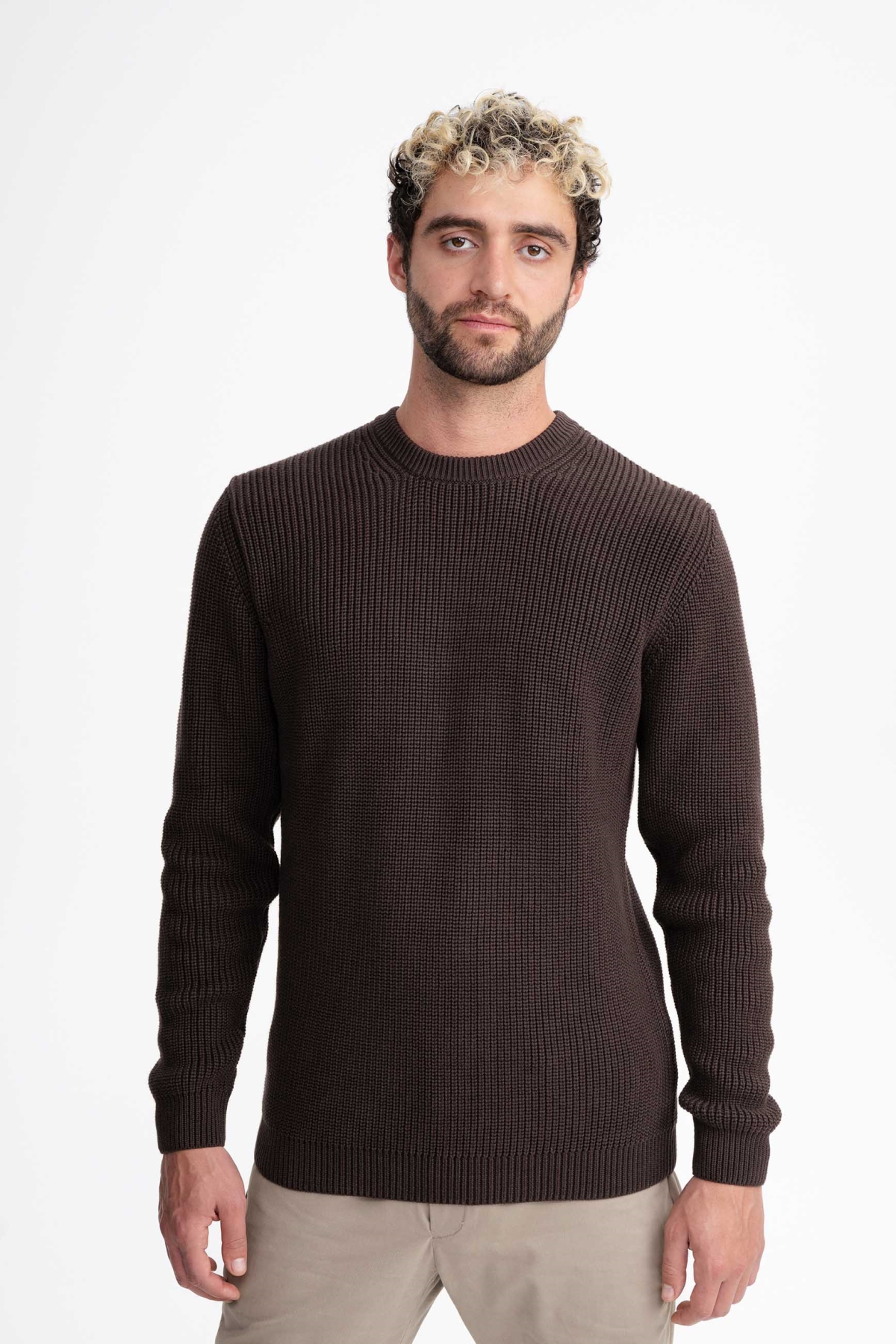 MELA Herren vegan Strickpullover Ravi Dunkelbraun
