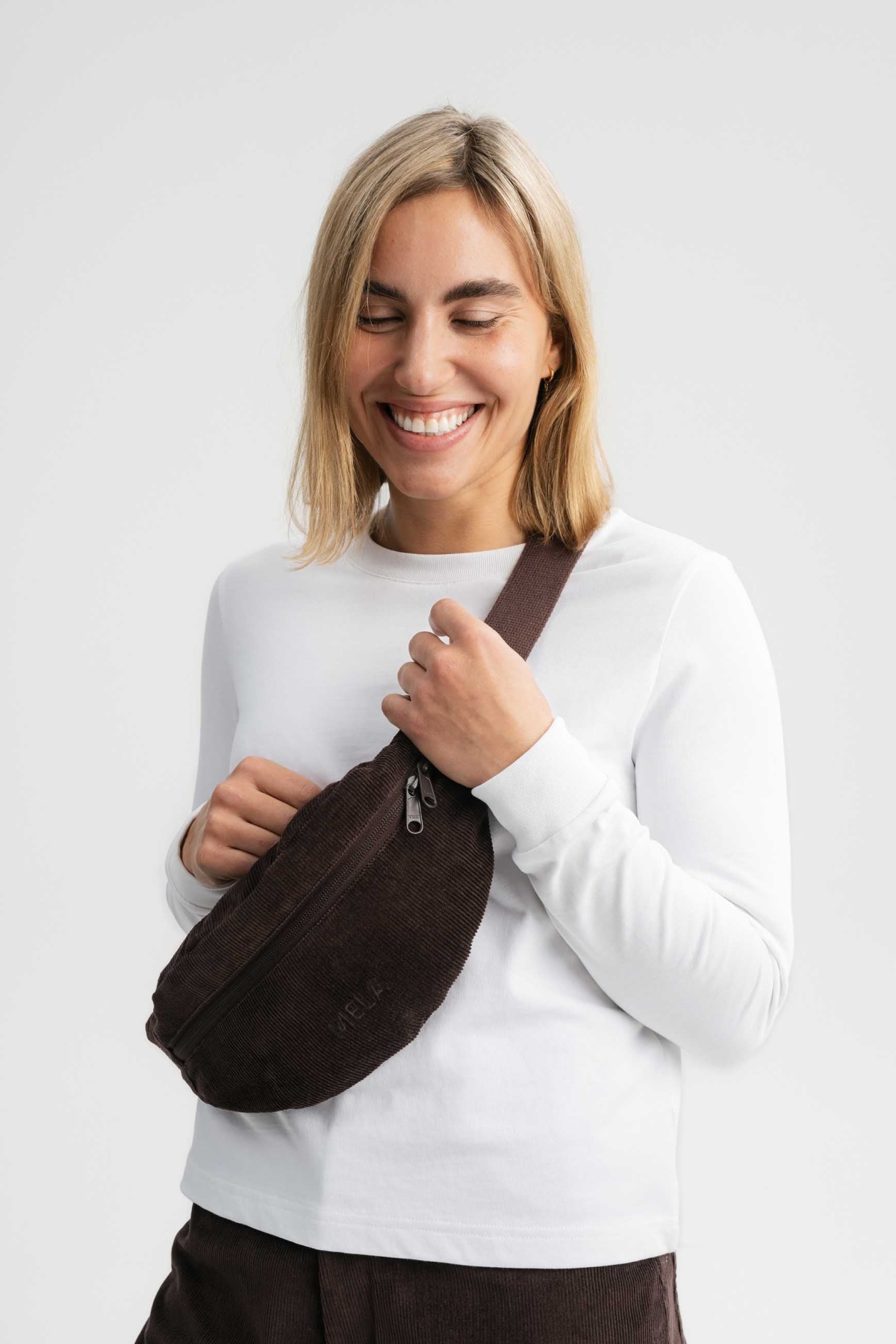 MELA womens vegan Bag Fanny Pack Bhavin Walnut Brown