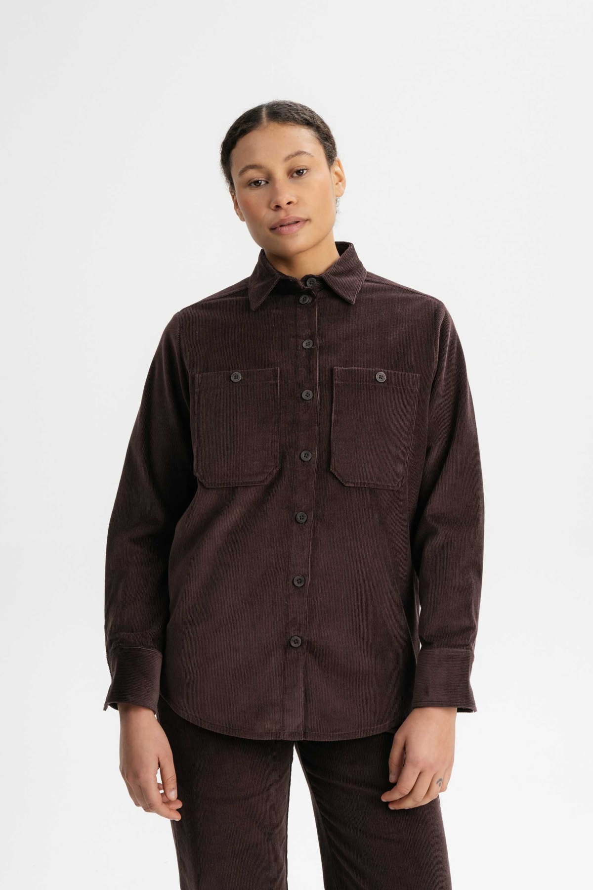 Image of MELA dames vegan Overshirt Corduroy Jiya Walnootbruin