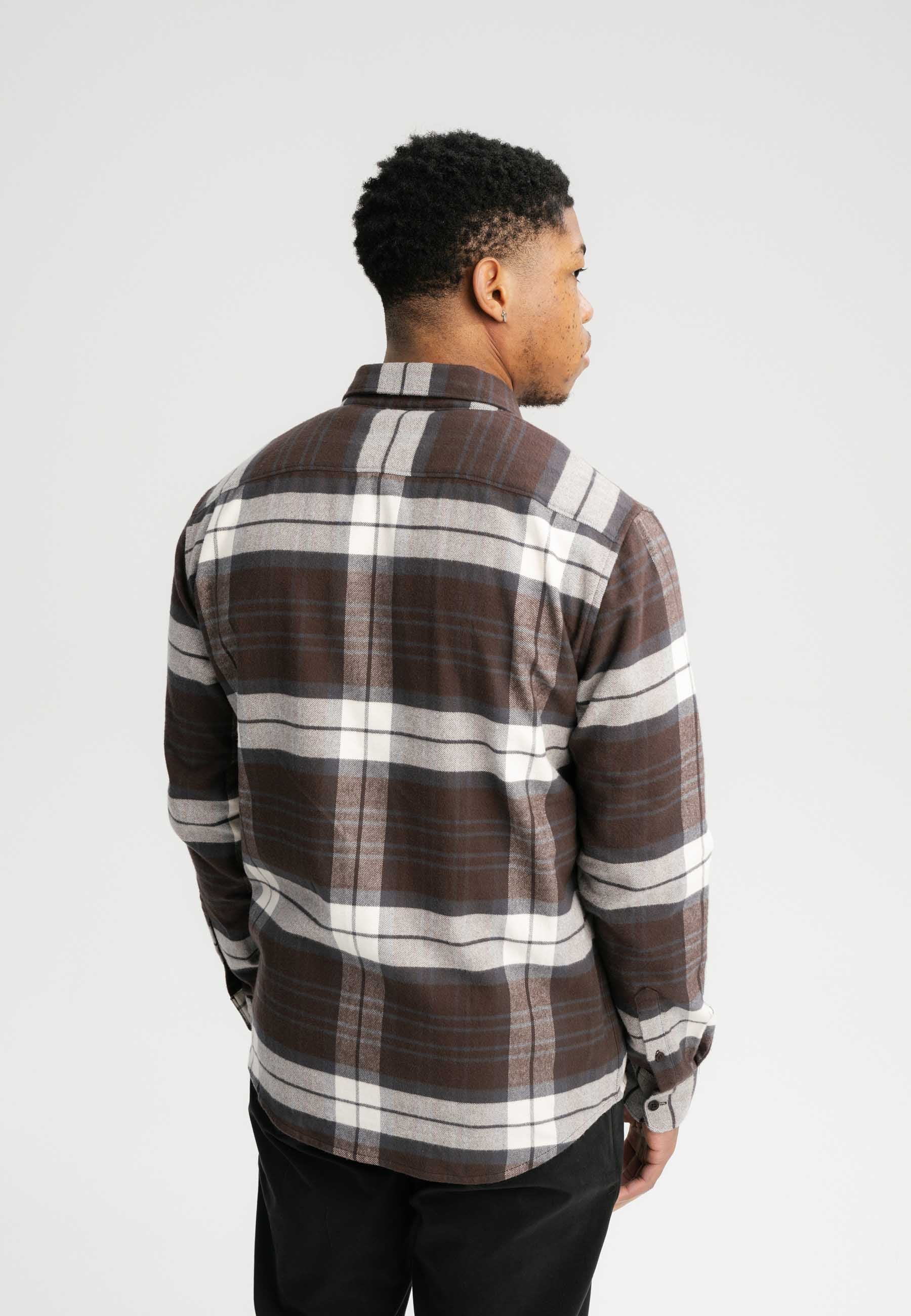 MELA Flannel Shirt Sahel Check Dark Brown 