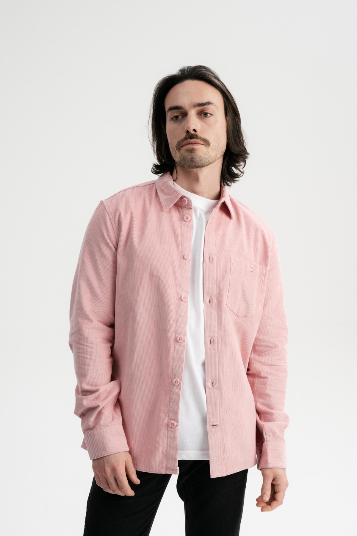 MELA Herren vegan Hemd Kord Nimit Rose Pink