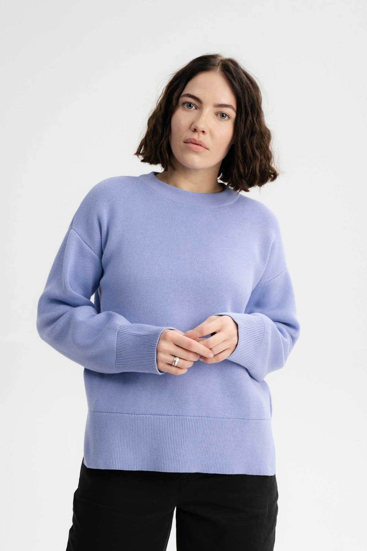 MELA Damen vegan Strickpullover Faiza Forgetmenot Hellblau