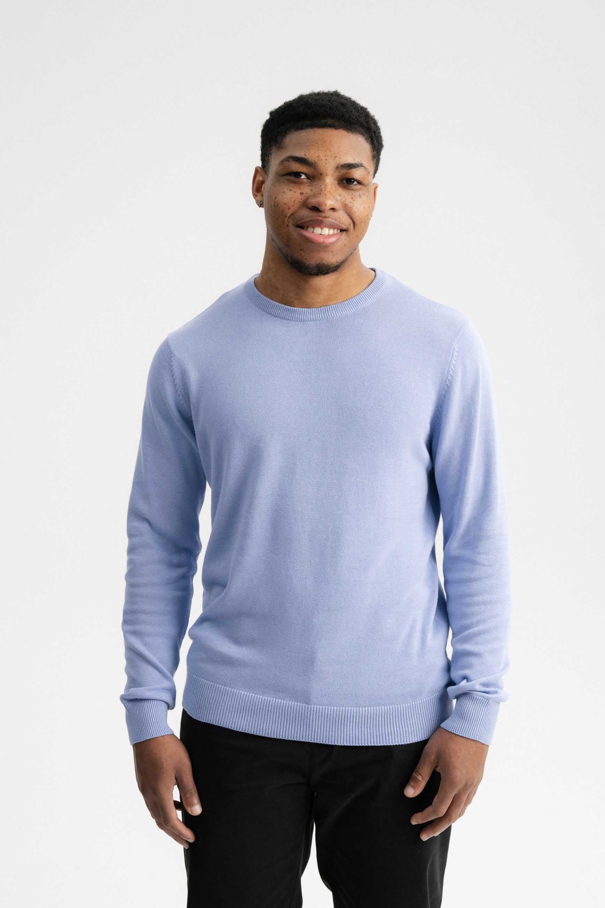 MELA Herren vegan Feinstrickpullover Himal Forget-Me-Not Hellblau