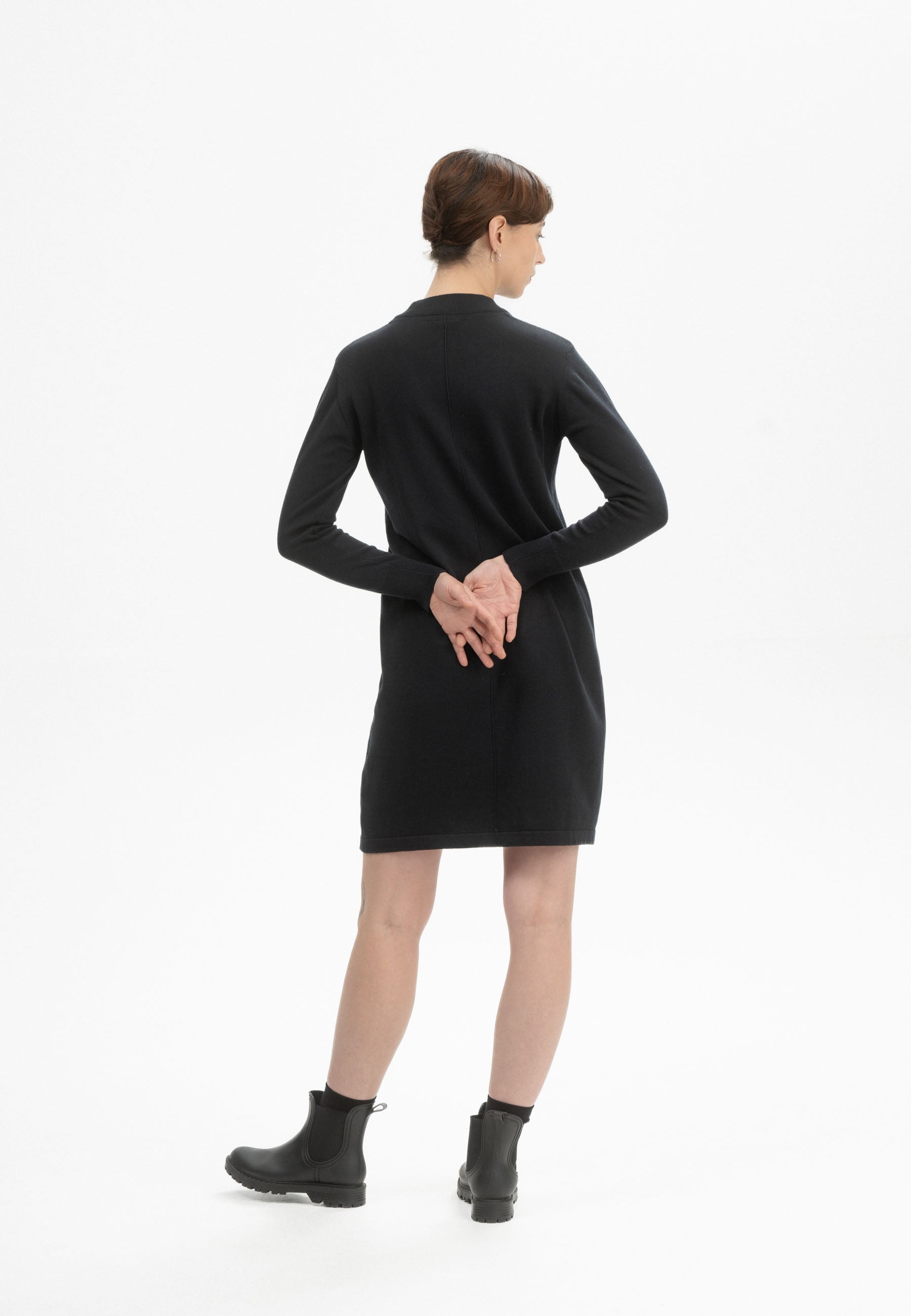 MELA womens vegan Dress Basic Fine Knit Harleen Black