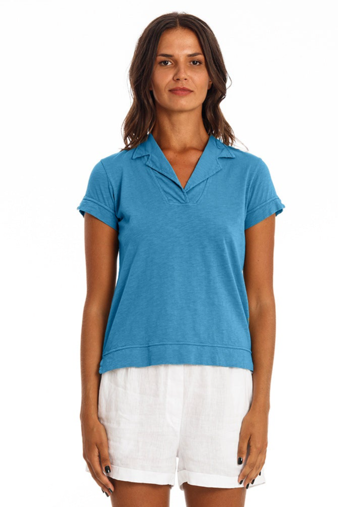RAVENS VIEW IBIZA Damen vegan Polo T-Shirt Alexa Maui Blau