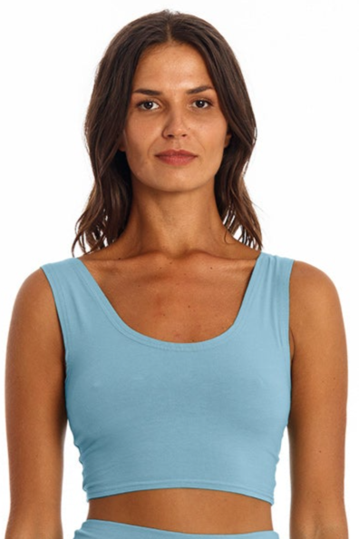 RAVENS VIEW IBIZA Damen vegan Yoga Top Faded Denim