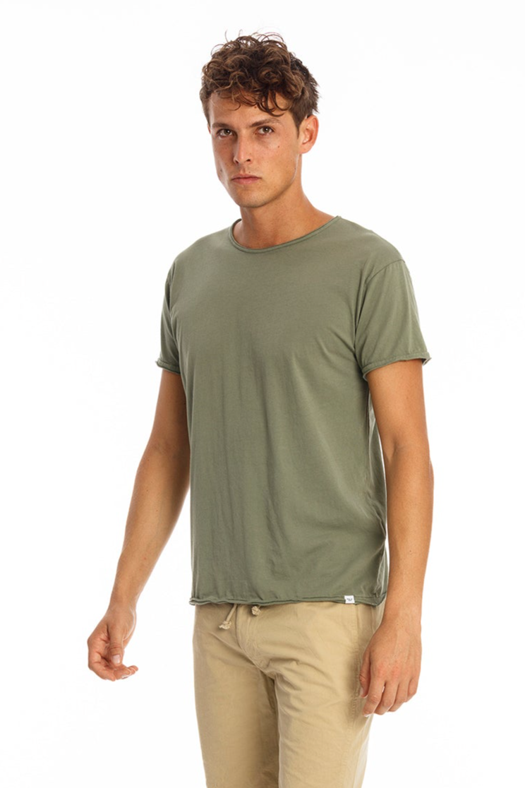 RAVENS VIEW IBIZA Herren vegan T-Shirt Runder Wilder Hals Khaki GrÃ¼n