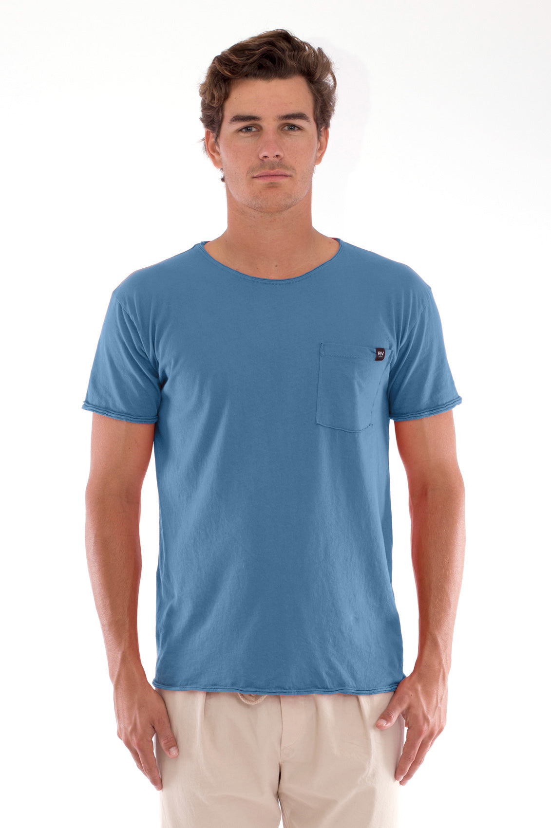 RAVENS VIEW IBIZA Herren vegan T-Shirt Rundhalsausschnitt Wild Pocket Denim Blau