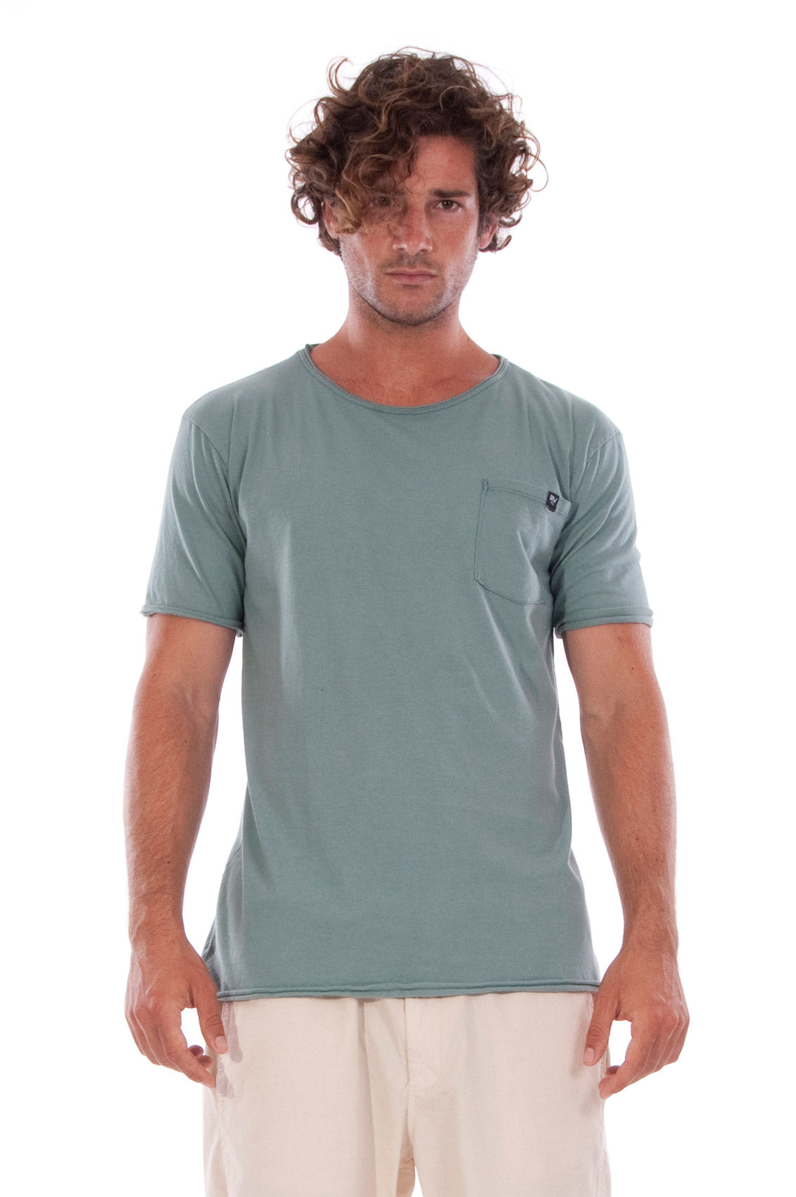 RAVENS VIEW IBIZA Herren vegan T-Shirt Rundhalsausschnitt Wild Pocket Chinois GrÃ¼n
