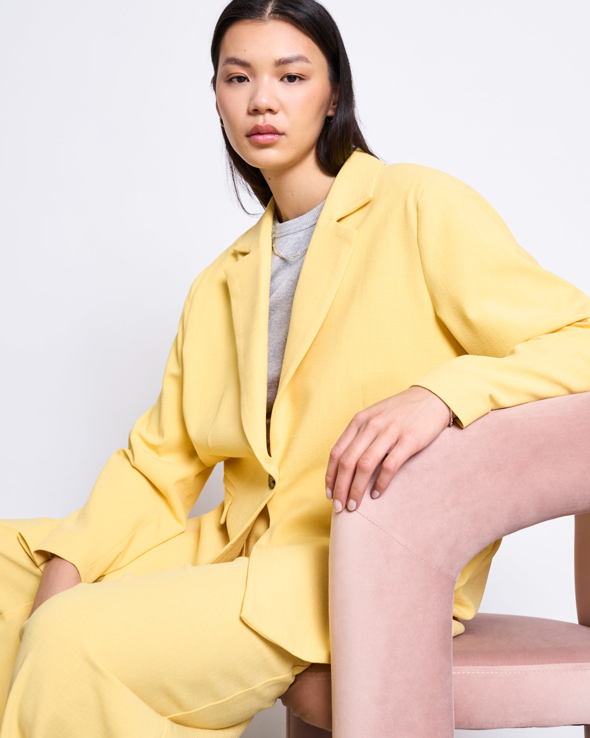 JAN 'N JUNE womens vegan Blazer Slitted Back Jels Buttercup